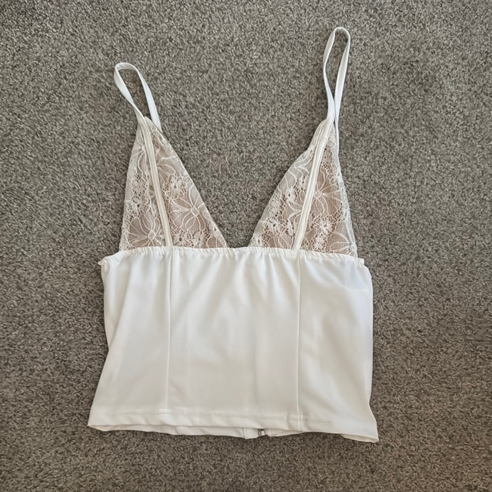 White Lace Trim Cami Top